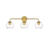 Genesis 3 Light Brass And Clear Bath Sconce