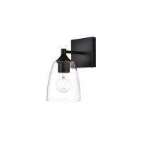 Gianni 1 Light Black And Clear Bath Sconce