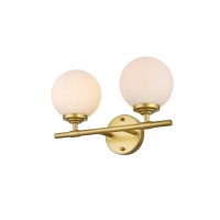 Ansley 2 Light Brass And Frosted White Bath Sconce