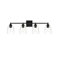 Gianni 4 Light Black And Clear Bath Sconce