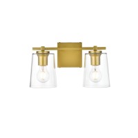 Kacey 2 Light Brass And Clear Bath Sconce