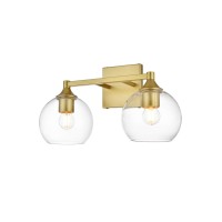 Foster 2 Light Brass And Clear Bath Sconce