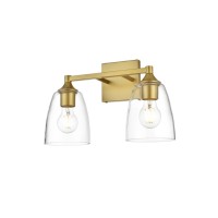 Gianni 2 Light Brass And Clear Bath Sconce