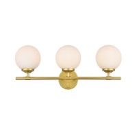 Ansley 3 Light Brass And Frosted White Bath Sconce