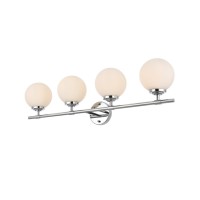 Ansley 4 Light Chrome And Frosted White Bath Sconce