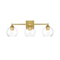 Foster 3 Light Brass And Clear Bath Sconce