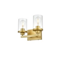 Saanvi 2 Light Brass And Clear Bath Sconce