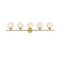 Cordelia 5 Light Brass And Frosted White Bath Sconce