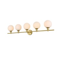 Cordelia 5 Light Brass And Frosted White Bath Sconce