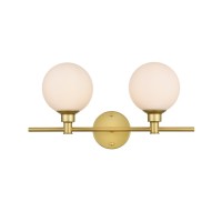 Cordelia 2 Light Brass And Frosted White Bath Sconce