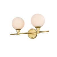 Cordelia 2 Light Brass And Frosted White Bath Sconce