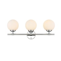 Ansley 3 Light Chrome And Frosted White Bath Sconce