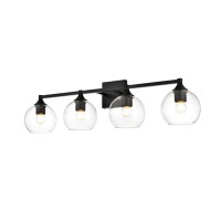 Foster 4 Light Black And Clear Bath Sconce