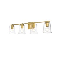 Kacey 4 Light Brass And Clear Bath Sconce