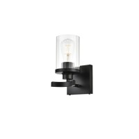 Saanvi 1 Light Black And Clear Bath Sconce