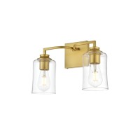 Ronnie 2 Light Brass And Clear Bath Sconce