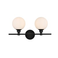 Cordelia 2 Light Black And Frosted White Bath Sconce