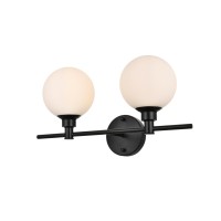 Cordelia 2 Light Black And Frosted White Bath Sconce