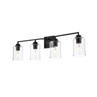 Ronnie 4 Light Black And Clear Bath Sconce