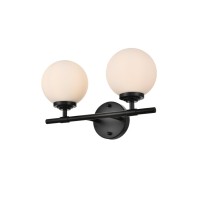 Ansley 2 Light Black And Frosted White Bath Sconce