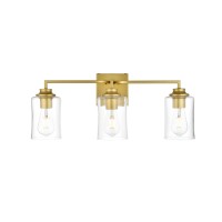 Ronnie 3 Light Brass And Clear Bath Sconce