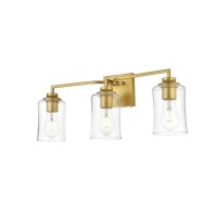 Ronnie 3 Light Brass And Clear Bath Sconce