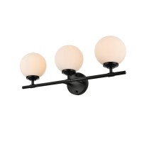 Ansley 3 Light Black And Frosted White Bath Sconce