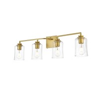 Ronnie 4 Light Brass And Clear Bath Sconce