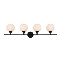 Cordelia 4 Light Black And Frosted White Bath Sconce