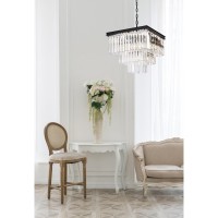 Sydney 21.5 Inch Square Crystal Chandelier In Matte Black