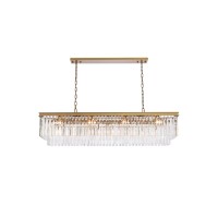 Sydney 60 Inch Rectangle Crystal Chandelier In Satin Gold