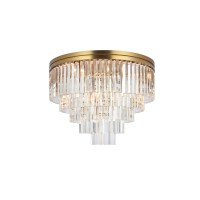 Sydney 32 Inch Round Crystal Flush Mount In Satin Gold