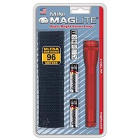 Maglite Mini Incandescent 2-Cell Aa Flashlight With Holster, Red