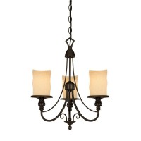 Westinghouse Lighting 69000 Hearthstone Threelight Chandelier Burnished Bronze Patina Finish With Burnt Scavo Globe