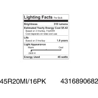 Ge Incandescent Flood Light Bulbs, R20 Flood Lights, 45-Watt, 245 Lumen, Medium Base, Soft White, 6-Pack, Indoor Flood Light Bulbs, Recessed Light Bulbs For Indoors