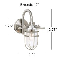 John Timberland Stratus Modern Industrial Outdoor Wall Light Fixture Brushed Nickel Steel 12 3/4