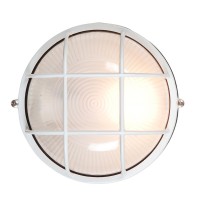 Nauticus Round 7Dia Wet Location Bulkhead White Finish Frosted Glass Shade