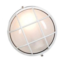 Nauticus Round 7Dia Wet Location Bulkhead White Finish Frosted Glass Shade