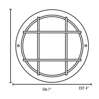 Nauticus Round 7Dia Wet Location Bulkhead White Finish Frosted Glass Shade