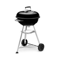 Weber Compact Kettle Charcoal Grill Barbecue, 47Cm | Bbq Grill With Lid Cover, Stand & Wheels | Freestanding Outdoor Oven, Smoker & Outdoor Cooker With Porcelain-Enamelled Bowl - Black (1221004)