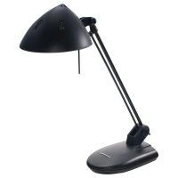 The LEDU 3Level Halogen Desk Lamp features a hundred watts of crisp white halogen light with threelevel touch switch that allows 33 66 or 100 output A 19 in reach arm adjusts at base 634 in diameter shade moves up and down side to side The lamp is 2014 in