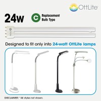 Ottlite 24W Replacement Light Bulb - Energy Efficient Compact Fluorescent Light Tubes, Bright Natural Daylight For Bedroom & Living Room, Low Heat & Glare Type C Lightbulb For Reduced Eyestrain