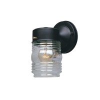 Designers Fountain Basic Porch Budget Cast Aluminum 1-Light Jelly Jar Outdoor Wall Lantern Sconce, Black, 2061-Bk