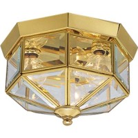 Progress Lighting P5788-10 Beveled Glass Close-To-Ceiling, 9-Inch Diameter X 7-Inch Height, Brass