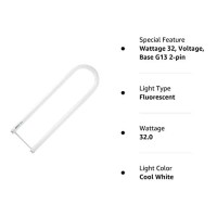 Sylvania 22052 - Fbo32/741/6/Eco - 32 Watt T8 U-Bent Fluorescent Light Bulb, 4100K Color Temperature