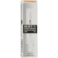 Osram Sylvania 20327 Cf7Ds/827/Eco Dulux 7W Single Compact Fluorescent Lamp With 2-Pin Base, 2700K Color Temperature, 82 Cri, Ecologic For Use On Magnetic Ballast