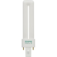 Osram Sylvania 20327 Cf7Ds/827/Eco Dulux 7W Single Compact Fluorescent Lamp With 2-Pin Base, 2700K Color Temperature, 82 Cri, Ecologic For Use On Magnetic Ballast