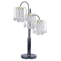 Ore International 716Bk Table Lamp With Crystallike Shades Black 34 X 15 X 15