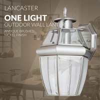 Sea Gull Lighting 8038-965 Lancaster Outdoor Wall Lantern Outside Fixture, One - Light, Antique Brushed Nickel