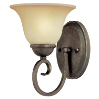 From the ManufacturerAdd a traditional accent to your homes decor with this Westinghouse Lighting OneLight Interior Wall Fixture Aged alabaster glass sits gracefully in an inverted widebell shape on top of an elegant scroll arm The ebony bronze finish of 